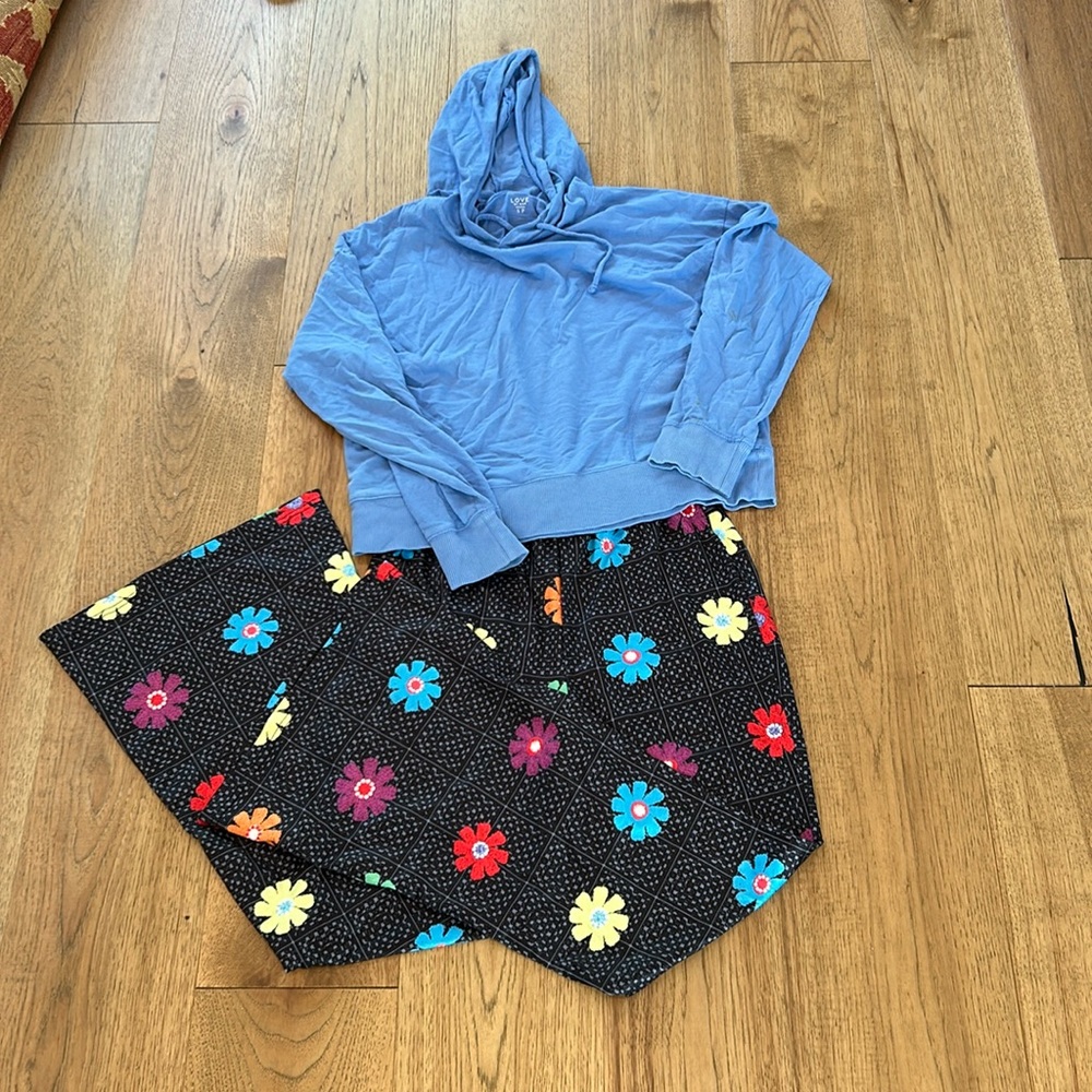 Flower groovy pant and Gap hoodie